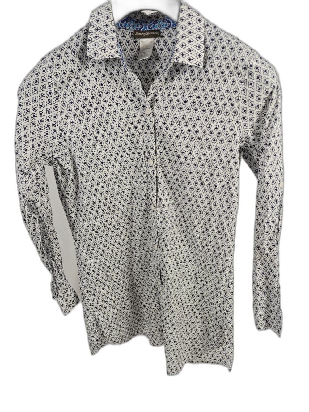 Mens Tommy Bahama Button Down Shirt White Black Size M